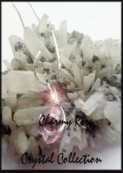 Мини Медальон кристал с обков цвят Розов сапфир за любов размер 2 см